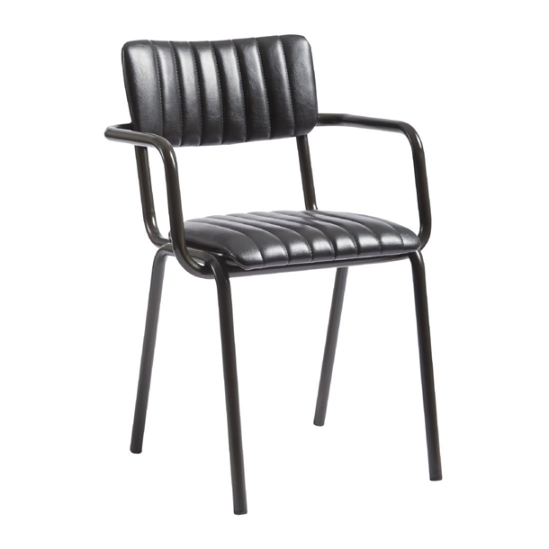 Tavo Stacking Arm Chair Ribbed Lascari Vintage Black (B2B)