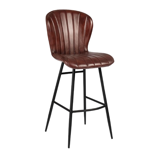 Lars Bar Stool Genuine Claret Red Leather (B2B)