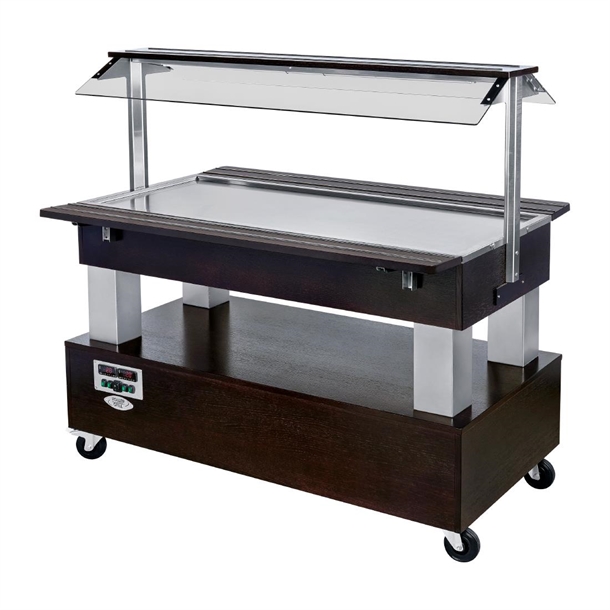 Roller Grill Heated Buffet Unit with Heated Solid Top - Black (Direct)