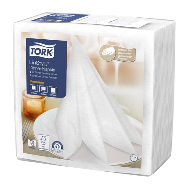 Tork LinStyle® Napkins White - 400x400mm (Box 700)