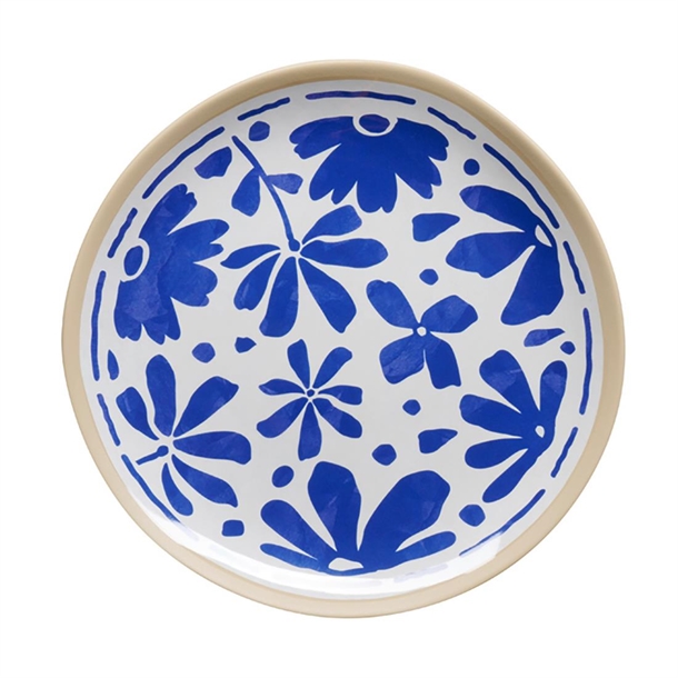 APS FLORYN Melamine Plate White & Blue - 215x20mm (B2B)