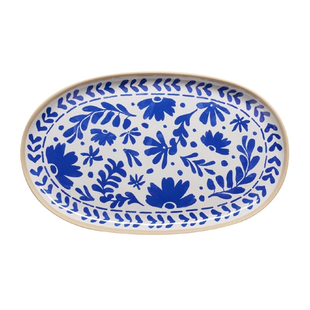 APS FLORYN Melamine Tray White & Blue - 405x245x25mm (B2B)