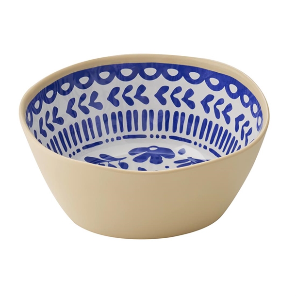 APS FLORYN Melamine Bowl White & Blue - 200x90mm 1.3Ltr (B2B)
