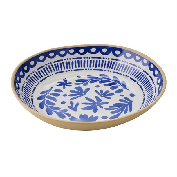 APS FLORYN Melamine Bowl White & Blue - 330x60mm 2.4Ltr (B2B)