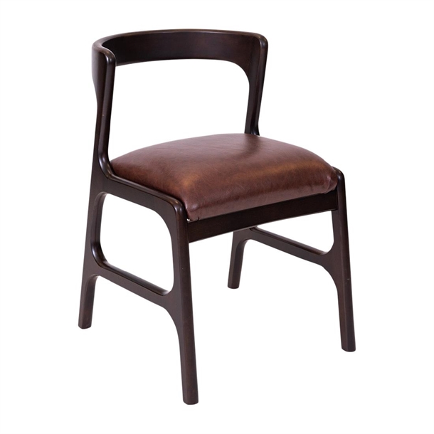 Copenhagen Padded Dining Chair Dark Walnut Bison Espresso Seat (Pack 6) (Direct)