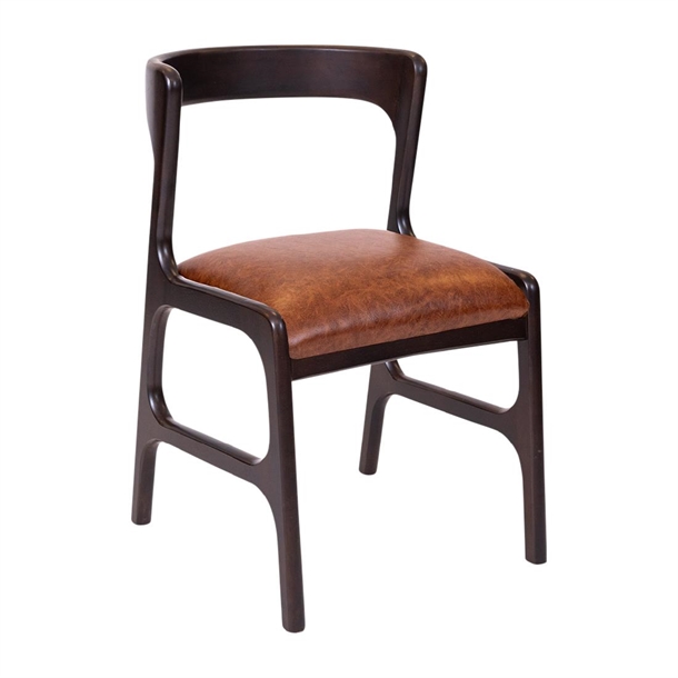 Copenhagen Padded Dining Chair Dark Walnut with Bison Tan Seat (Pack 6) (Direct)