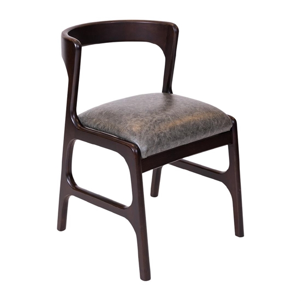 Copenhagen Padded Dining Chair Dark Walnut Bison Smoke Seat (Pack 6) (Direct)
