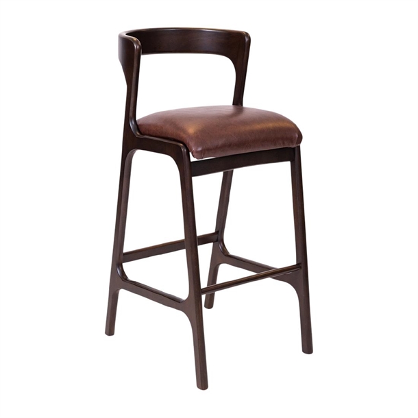 Copenhagen Padded Bar Chair Dark Walnut Bison Espresso Seat (Pack 6) (Direct)