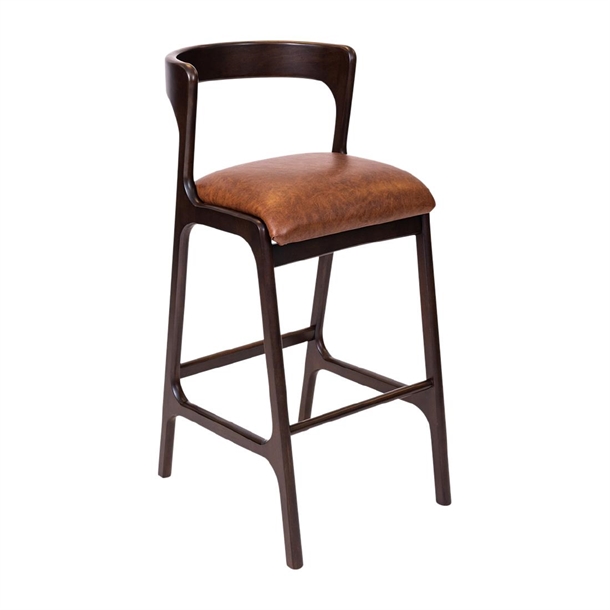 Copenhagen Padded Bar Chair in Dark Walnut with Bison Tan Seat (Pack 6) (Direct)