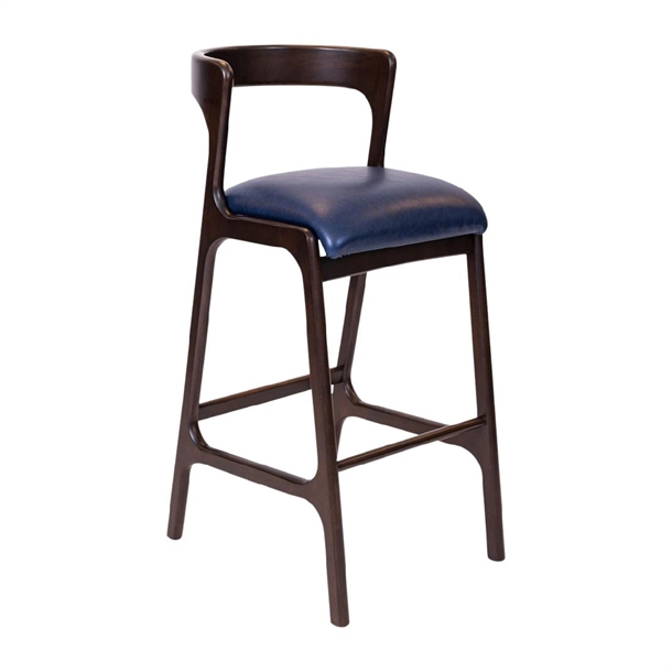 Copenhagen Padded Bar Chair Dark Walnut Bison Midnight Seat (Pack 6) (Direct)