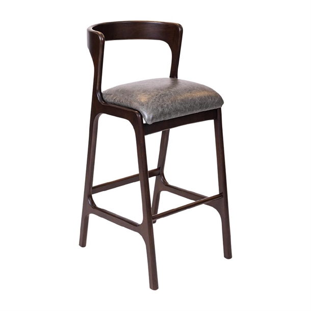 Copenhagen Padded Bar Chair Dark Walnut with Bison Smoke Seat (Pack 6) (Direct)