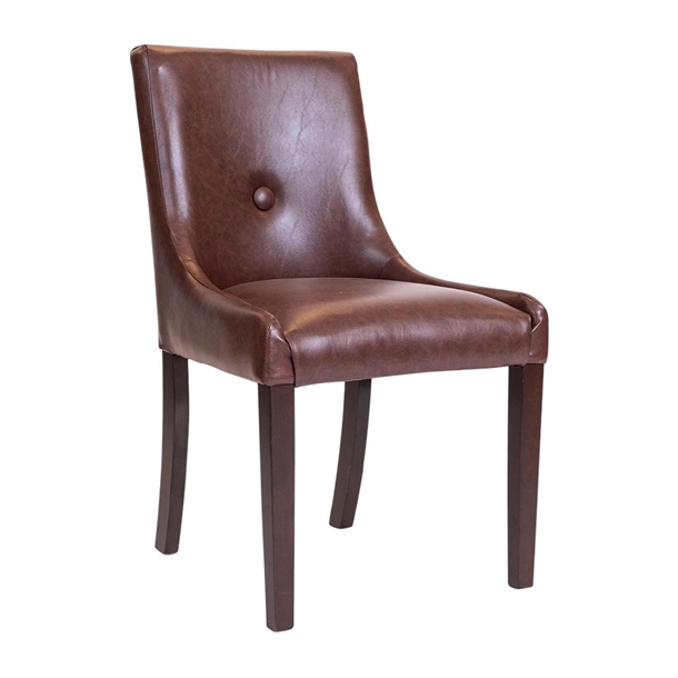 Bath Dining Chair in Dark Walnut with Bison Espresso (Pack 6) (Direct)