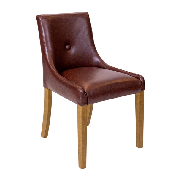 Bath Dining Chair in Weathered Oak with Bison Espresso (Pack 6) (Direct)