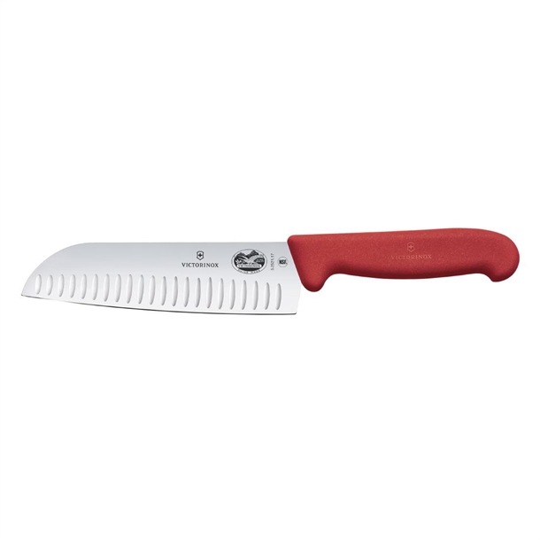 Victorinox Fibrox Santoku Knife Fluted Red - 17cm