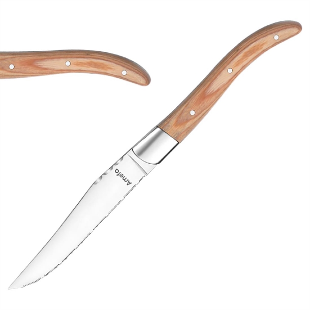 Amefa Royal Steak Knife Lightwood (Pack 6) (B2B)