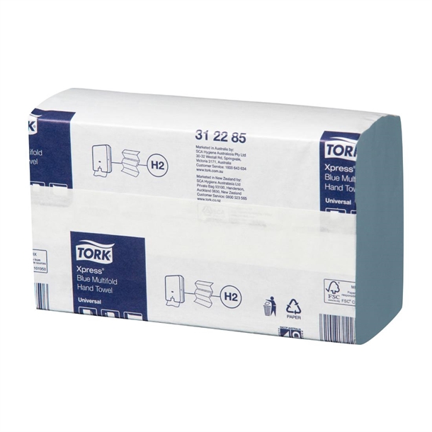 Tork Xpress 1ply Multifold Hand Towel/Slimline Univ H2 Blue - (Pack 21)