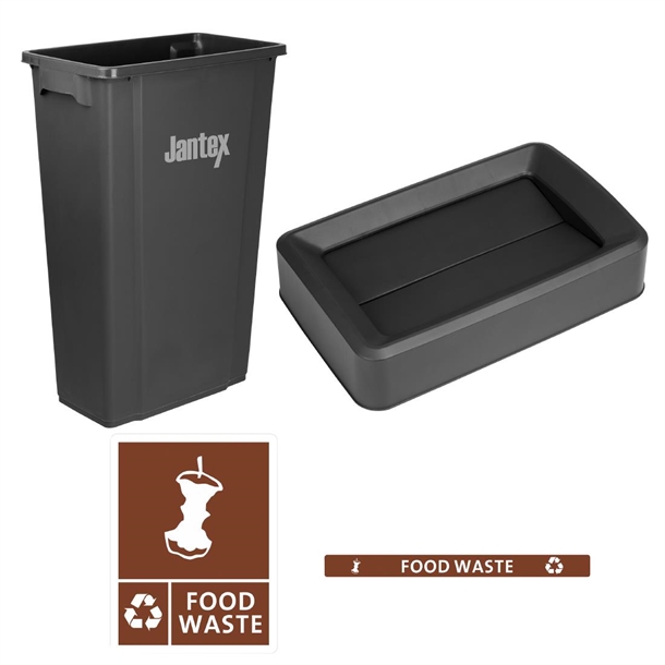 Jantex Food Waste Slim Bin Black - 80Ltr