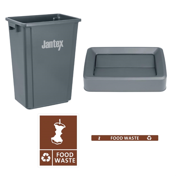 Jantex Food Waste Slim Bin Grey - 60Ltr