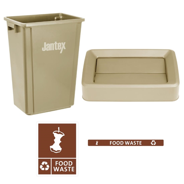Jantex Food Waste Slim Bin Beige - 60Ltr