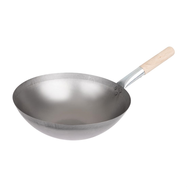 Vogue zacht stalen wok met ronde bodem 35,5cm