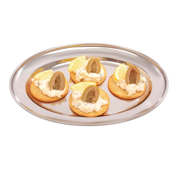 Plat en INOX noxydable - AYA HOME - Ovale 48/14cm - Argenté - Durable - Élégant