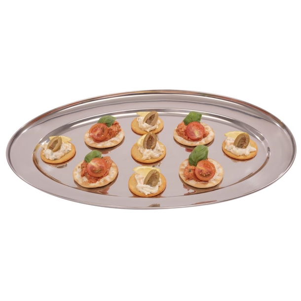 Plat De Service Ovale Inox - Olympia 45,7cm Poli Pour Présentation