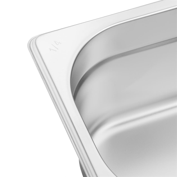 Lot De 4 Bacs Gastronorme GN 1/3 Inox 201 - 200 Mm, 7,8 L (pour Restauration, Traiteur)