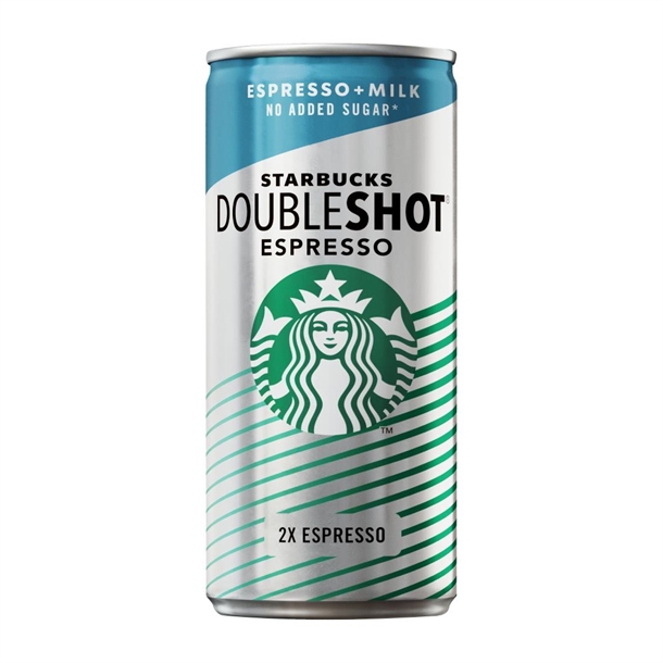 Starbucks Double Shot Espresso Iced Coffee No Added Sugar Can - 200ml (Pack 12)