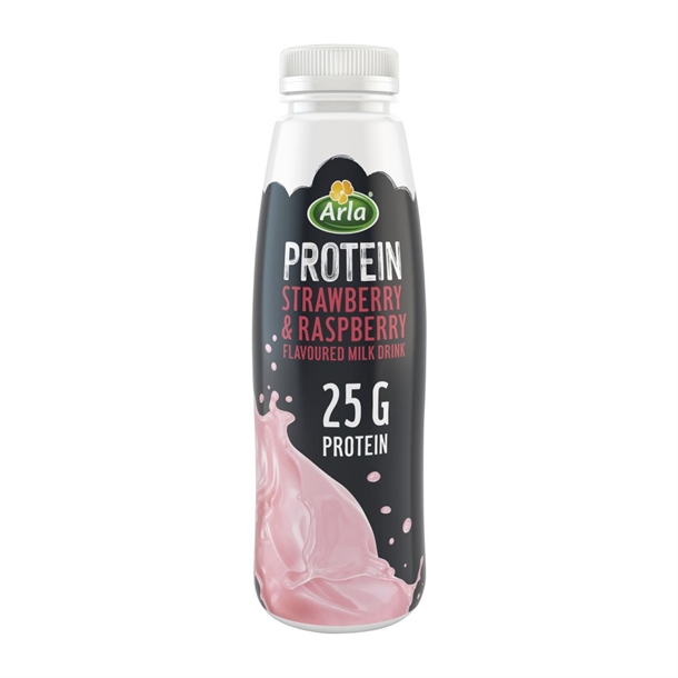 Arla Protein Strawberry & Raspberry Milk Drink  - 482ml (Pack 8)