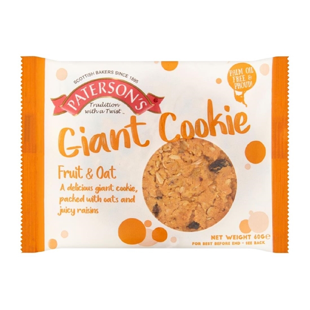 Patersons Giant Fruity Oat Cookie - 60g (Pack 18)