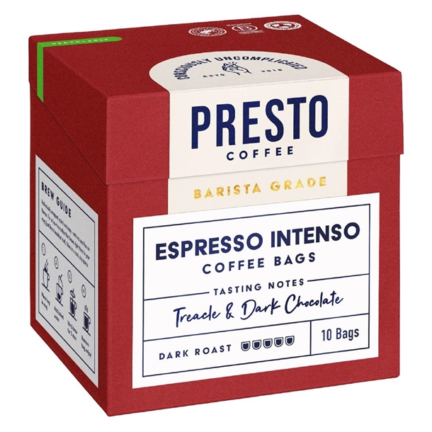 Presto Coffee Espresso Intenso Coffee Bags (Pack 10)