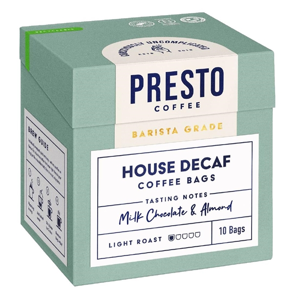 Presto Coffee House Decaf Coffee Bags (Pack 10)