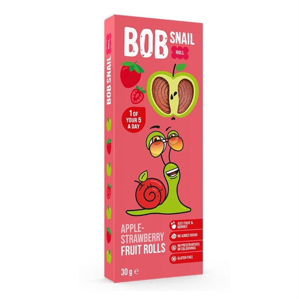 Bob Snail Fruit Roll Apple Strawberry - 30g (Pack 24)