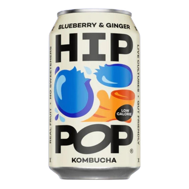 Hip Pop Kombucha Blueberry & Ginger - 330ml (Pack 12)