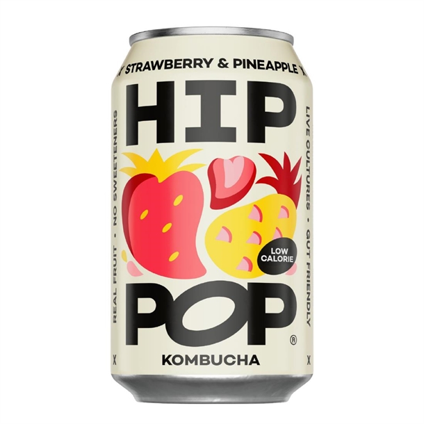 Hip Pop Kombucha Strawberry & Pineapple - 330ml (Pack 12)