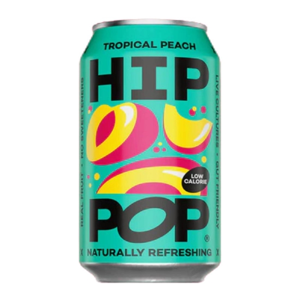 Hip Pop Living Soda Tropical Peach - 330ml (Pack 12)