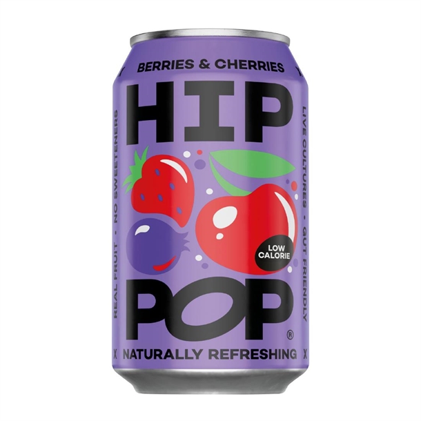 Hip Pop Living Soda Berries and Cherries - 330ml (Pack 12)