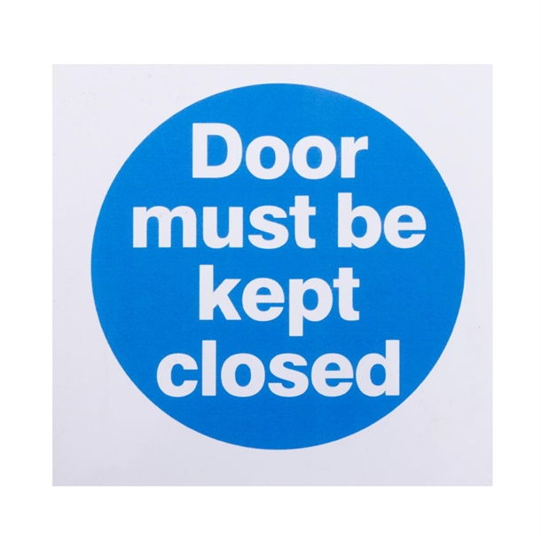 Vogue Door Must Be Kept Closed Sign - 100x100mm 4x4" (Self-Adhesive)