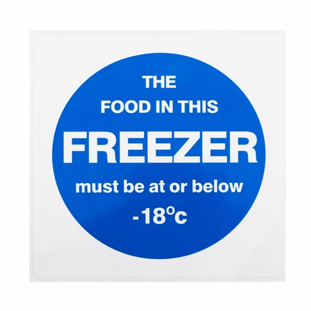 Vogue Freezer Temp Sign - 100x100mm 4x4" (Self-Adhesive)