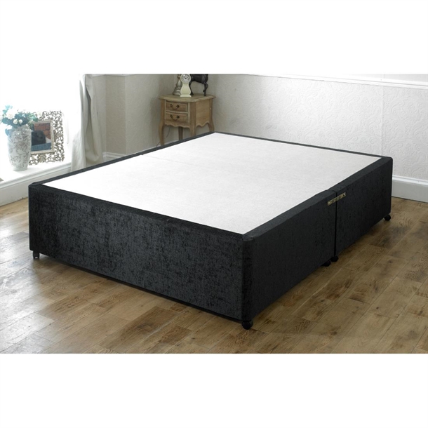 Deep Platform Base Chenille Black Fabric-180x190cm TWO-PIECE LINKED (Direct Web)