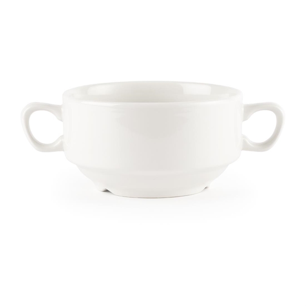 White Nova Consomme Bowl with Handles - 14oz (Box 24) (Direct)