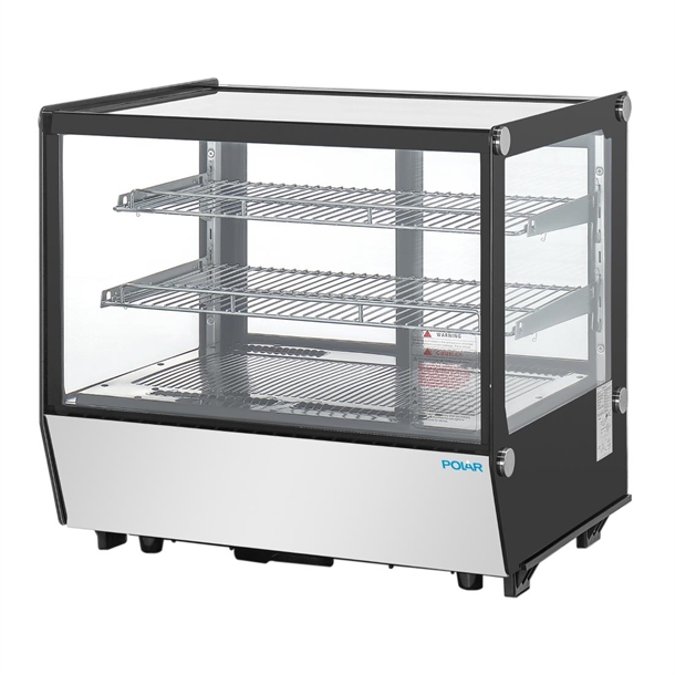 Polar G-Series Countertop Display Fridge Black Square Glass- 120Ltr