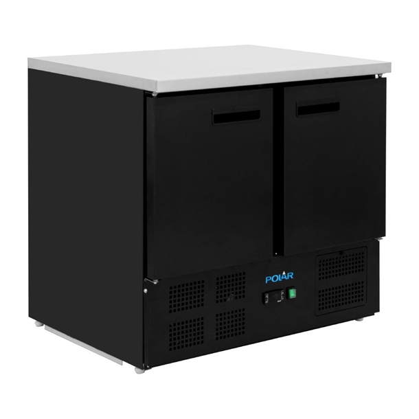 Polar G-Series Double Door Counter Fridge in Black - 240Ltr