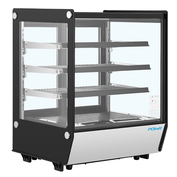 Polar G-Series Countertop Display Fridge Black Square Glass- 145Ltr
