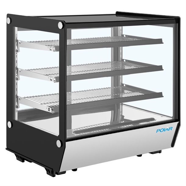 Polar G-Series Countertop Display Fridge Black Square Glass- 185Ltr