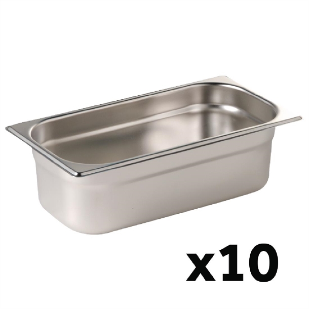 Vogue Set RVS Gastronormbakken 10x GN 1/4 100 mm. (SA)