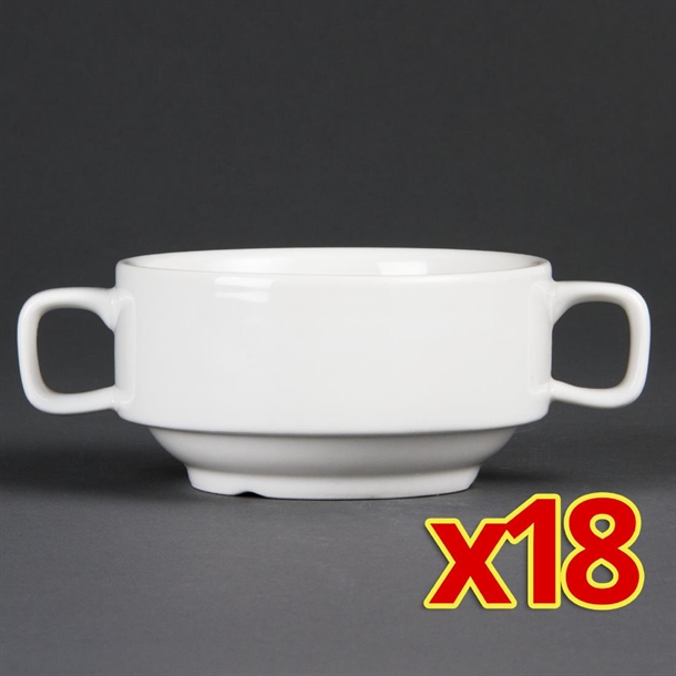 Olympia Whiteware Soup Bowls with Handles C239 (Box 18)