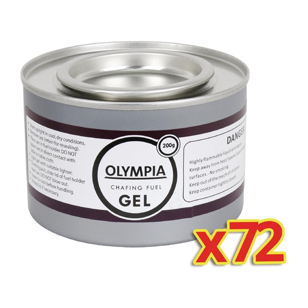 Olympia Chafing Gel Ethanol - 200g Tin (Pack 72)