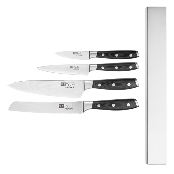 Vogue Tsuki Series 7 Four Knife & Magnetic Rack Set