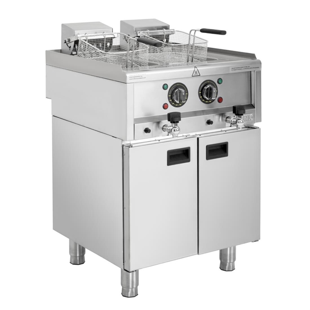 Buffalo 600 Series Freestanding Double Electric Fryer - 8Ltr + 8Ltr